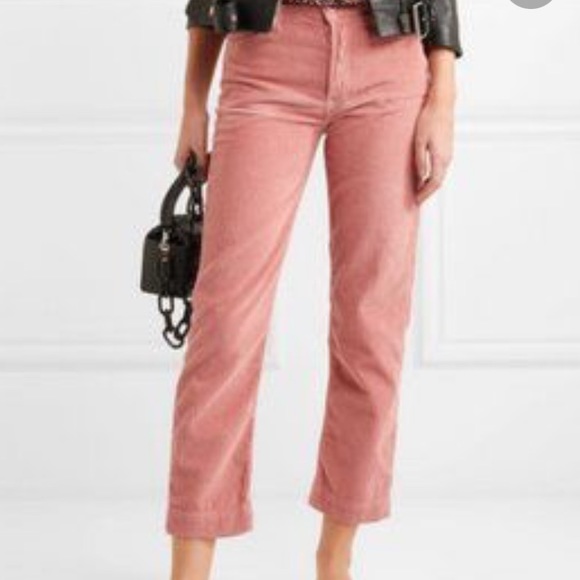 GRLFRND Helena Cotton Straight Leg Corduroy Pink Pants In Last Rose NWT Size 27 - Picture 2 of 15